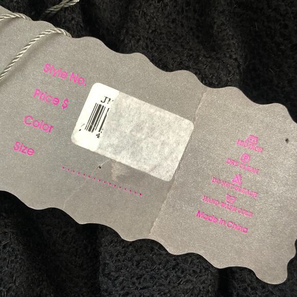 Pretty Angel Faux Fur Trimmed Duster Vest Black Linen Wool Knit Cardigan S/M - Picture 4 of 16